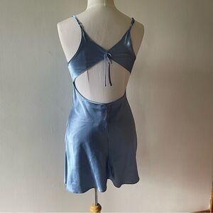 vintage blue mini slip dress